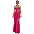European and american cross-border  summer new sleeveless bandeau maxi dress - sexy, spicy, ruched, cutout, slim-fit women's dress