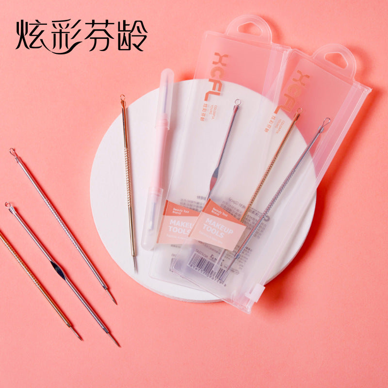 Keqi golden acne needle stainless steel t-zone care acne squeeze acne double-ended acne removal portable cross-border hot sale