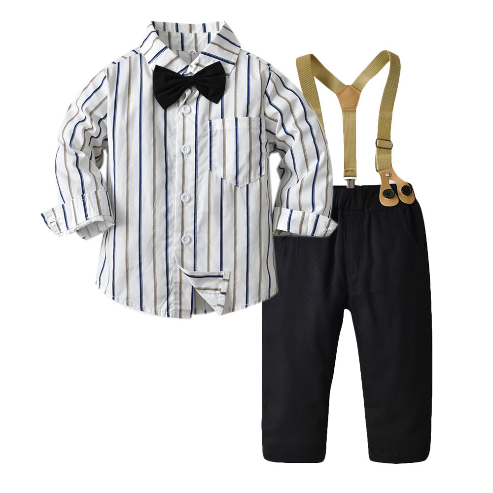 British gentleman's two-piece suit: spring/autumn cotton pique striped outfit for baby/toddler boys - perfect for birthdays!