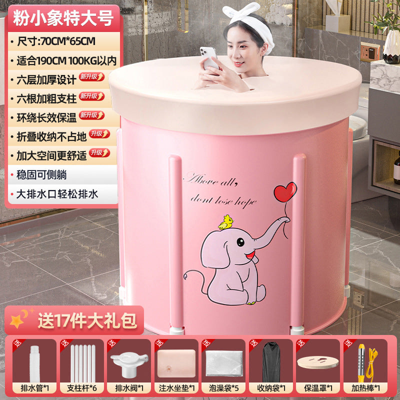 Thickened collapsible bathtub for adults - full body soaking tub with optional heating - home use bathtub for adults and children