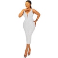 C5808 cross-border new arrival:  &  fashionable women's sexy bodycon v-neck rhinestone embellished camisole dress for us & european markets