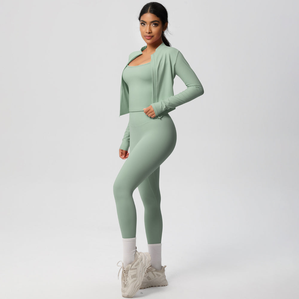 New cloud-like outdoor casual compression yoga set - quick-dry, high-waisted, slimming fitness activewear three-piece set