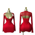 European and american cross-border women's fashion:  spring new arrival - solid color long sleeve sexy camisole backless bodycon mini dress