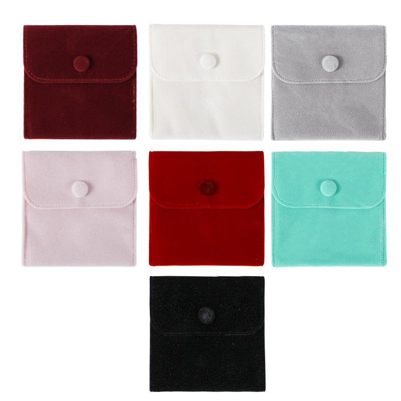 Velvet jewelry snap pouch - double-sided fleece bracelet snap bag with flap, anti-oxidation, wholesale jewelry packaging bags