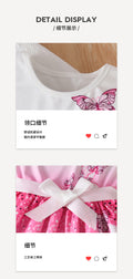 Girls' export dress set: pink gradient tank dress with butterfly print, long-sleeved outerwear, two-piece kids' outfit