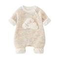 Baby autumn style cute baby long sleevesfleece-lined jumpsuit full month hundred days clothes cute haki outing climbing clothes