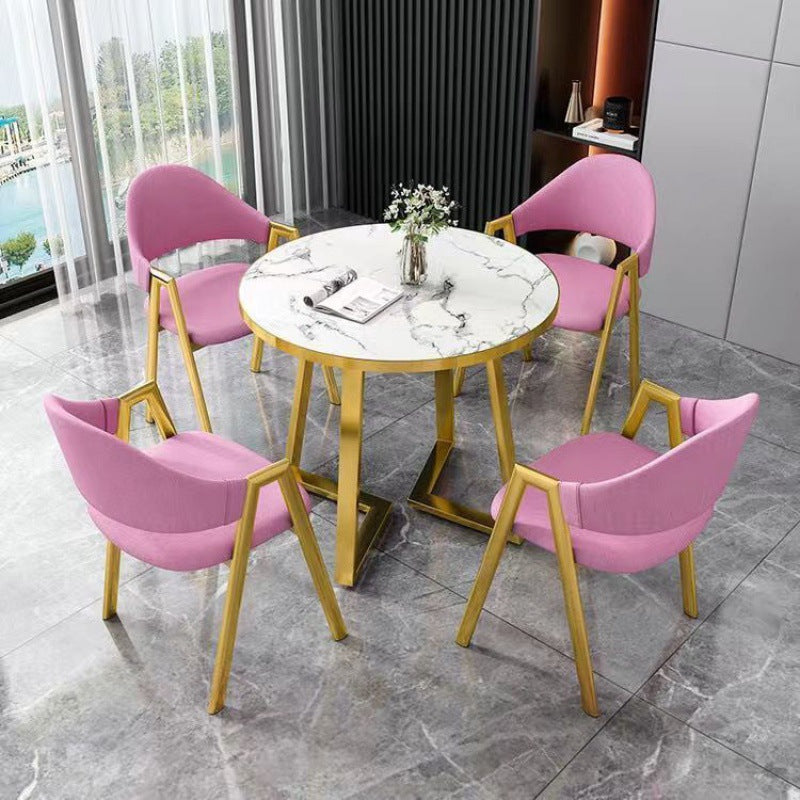 Nordic light luxury negotiation table and chair set - modern minimalist coffee shop/milk tea shop small round table for sales centers and casual reception areas
