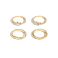 European and american cross-border jewelry: trendy ins geometric glass ring 4-piece set - elegant, versatile, diamond-studded stackable hand jewelry for women