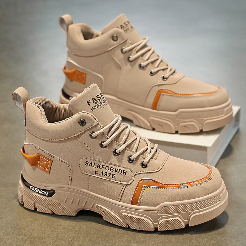 Men's 2025 new autumn collection: work safety shoes - waterproof, slip-resistant, durable, athletic, casual, workwear, and trendy martin boots for construction sites