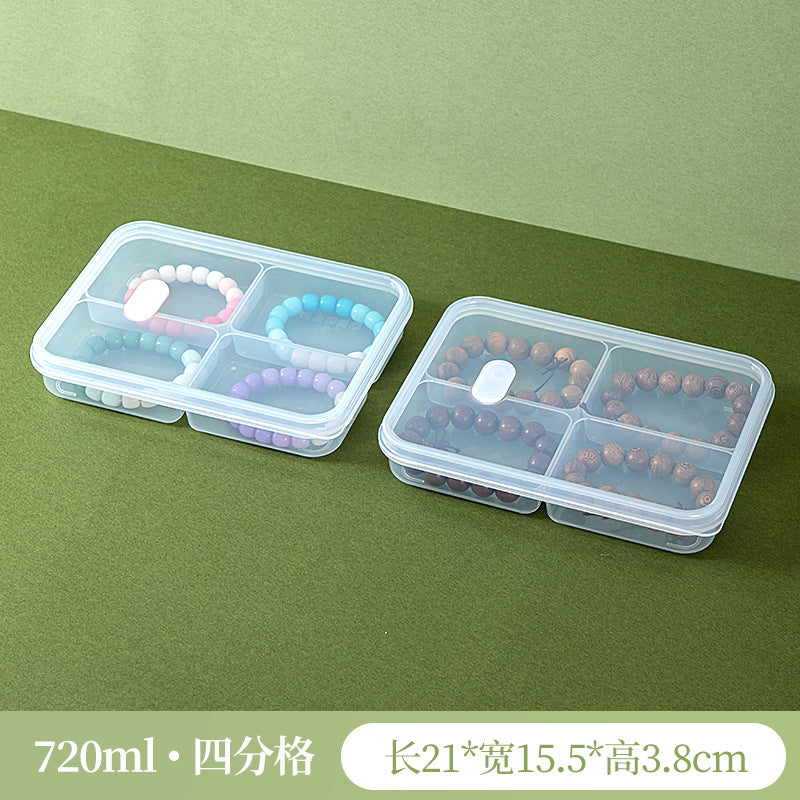 Desktop grid transparent jewelry storage box plastic with lid multi-grid classification Wenwan bracelet beaded storage box