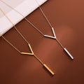 Gold titanium steel necklace collection for women, non-fading, light luxury, versatile clavicle chain, fashionable elegantsweater chain, trendy