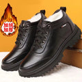 Men's winter warm cotton shoes - fleece lined, non-slip, casual high-top cotton shoes for men, elderly cotton shoes, men's leather cotton shoes for seniors