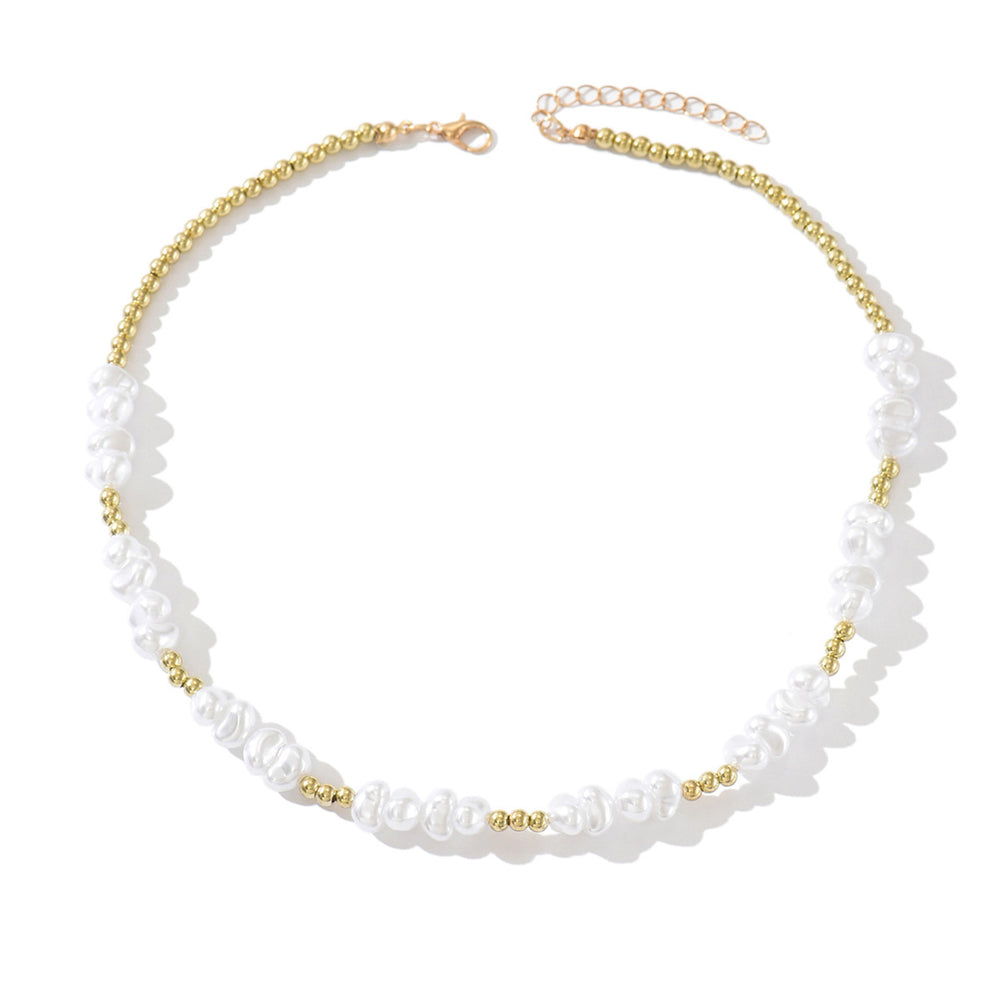 Irregular imitation pearl necklace wholesale european and american cross-border jewelry retro accessible luxury high-end stacked clavicle chain jewelry