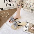 Women's summer flip-flops: fashionable floral & bowknot design, trendy thong sandals, beach shoes, non-slip slides for seaside wear