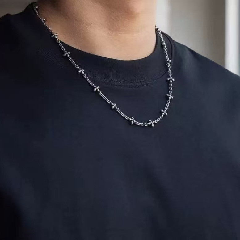 hot-selling cross patchwork necklace for men, punk style, hip-hop, versatile bracelet, european and american niche jewelry, trendy