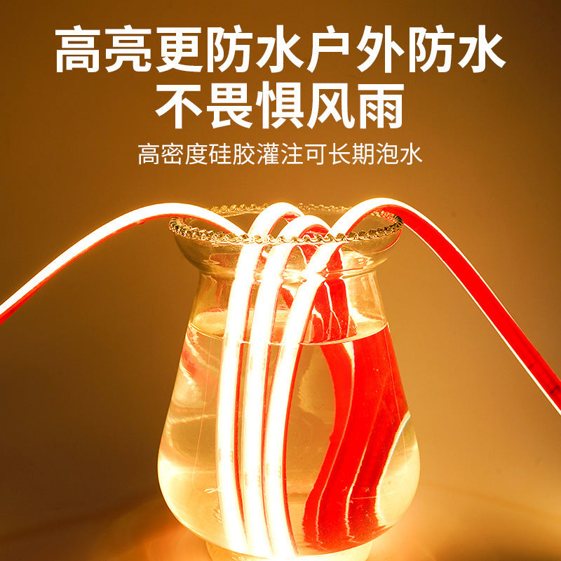 COB light strip underwater soaking water solid silicone fish tank 24v underwater fish pond outdoor ip68 self-adhesive low voltage light strip