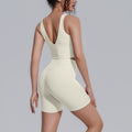 New women's solid color compression yoga set: high-elasticity, back-smoothing, shock-absorbing, breathable activewear for running and fitness