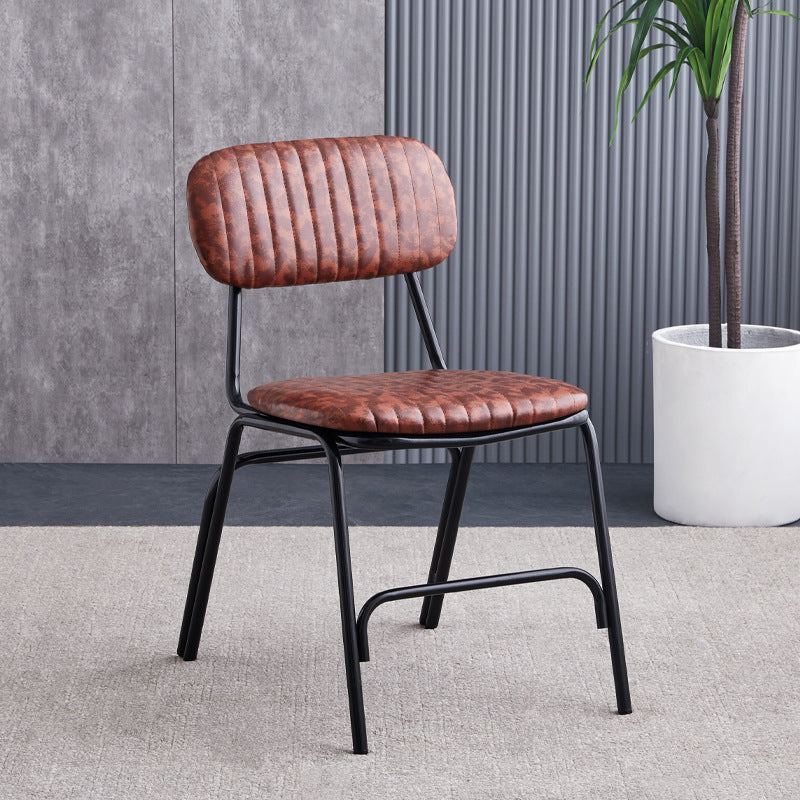 American loft iron art sub restaurant hot pot shop retro leather dining chair milk tea shop cafe casual back chair stool