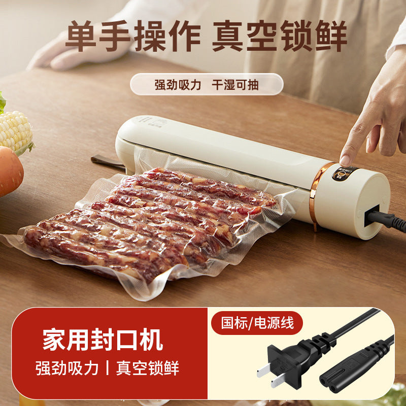 Fully automatic vacuum sealer - plastic sealing machine for dry & wet food - compact, portable kitchen food preservation - ideal for home use & cross-border e-commerce