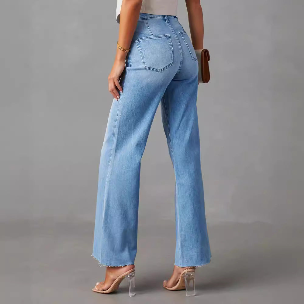 European and american stretch women's jeans - new arrival, hot-selling stretch washed micro flare jeans, elegant commute denim