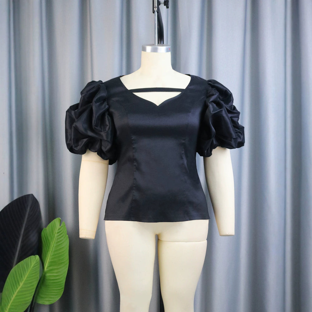 Summer fashion new arrival: bubble sleeve sexy & elegant top - v-neck, figure-flattering, slimming blouse