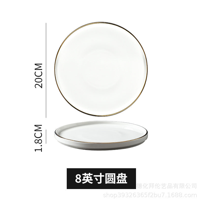 Japanese-style western dinner plates, creative steak plates, western dinner plates, creative black matte steak plates, commercial glossy white plates