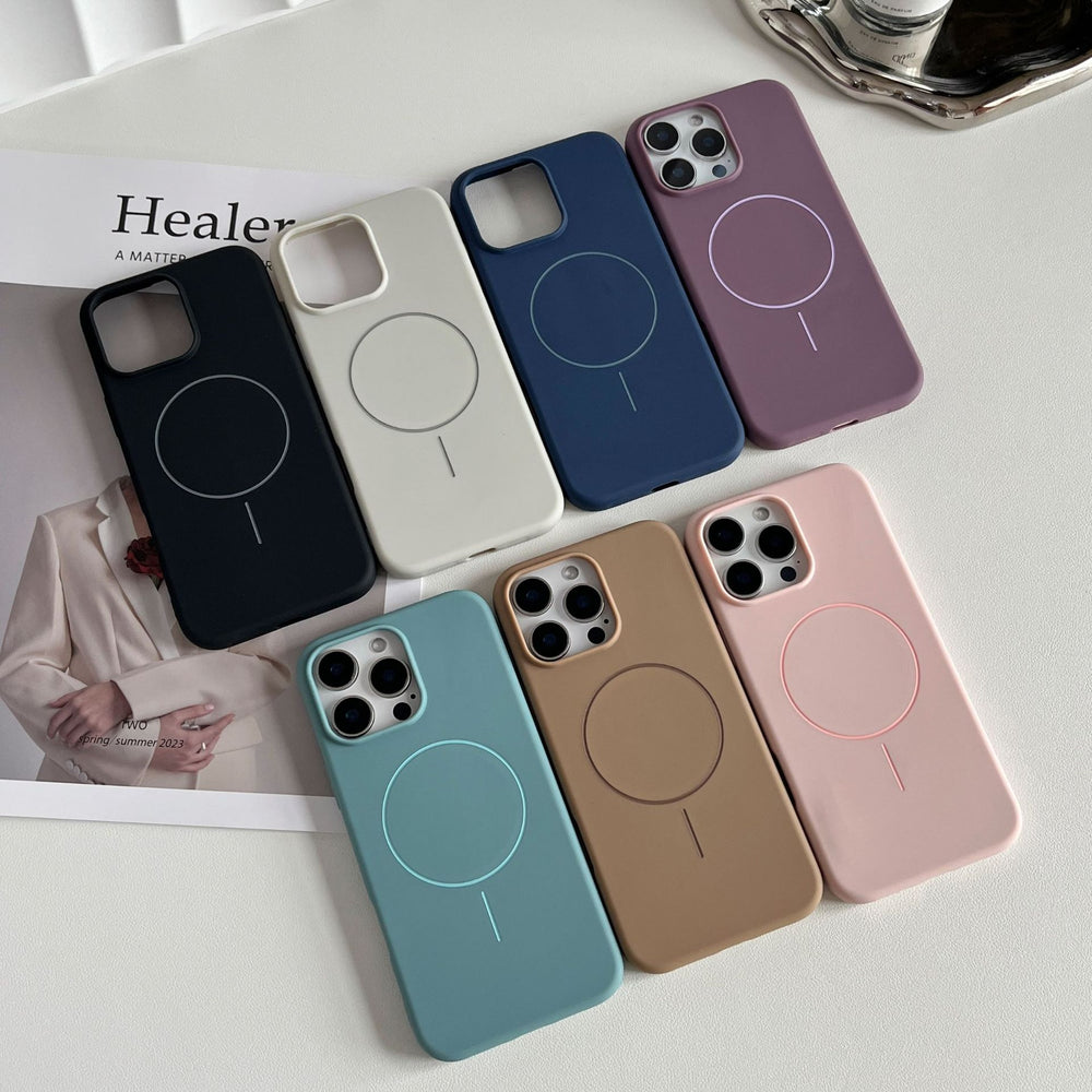 Matte tpu magnetic compatible iphone 17 pro max phone case, solid color 16 with velvet interior, apple 15 official style case