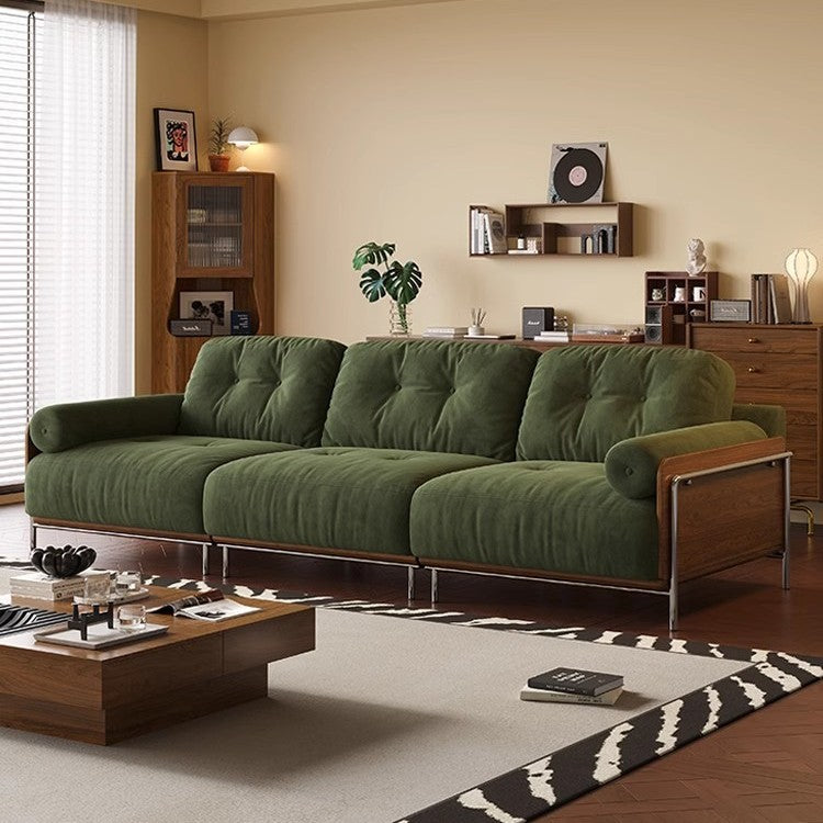 Used leather sofa, living room retro style italian high-end home straight-row small apartment three-seater cowhide sofa