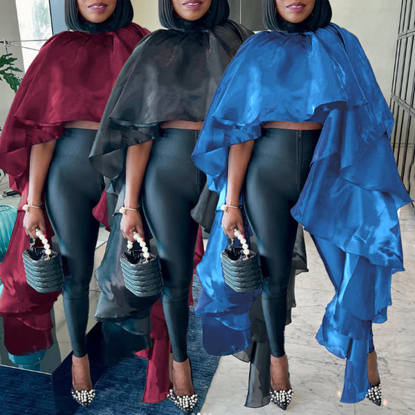S10981 Sexy Casual Satin Loose Cloak Pullover