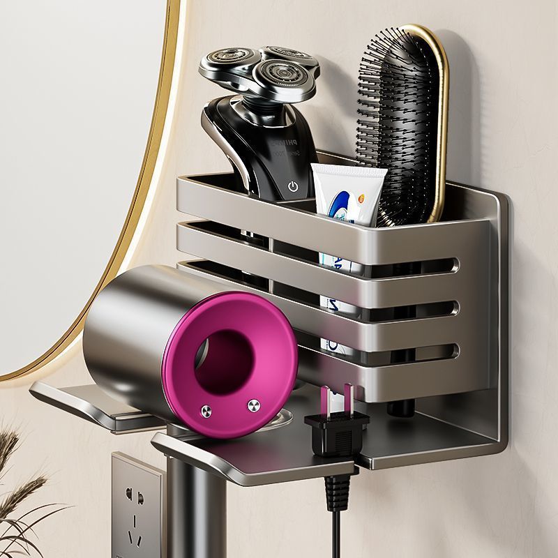 Hole-free hair dryer rack, bathroom hair dryer pendant, toilet hair dryer bracket, bathroom comb storage rack
