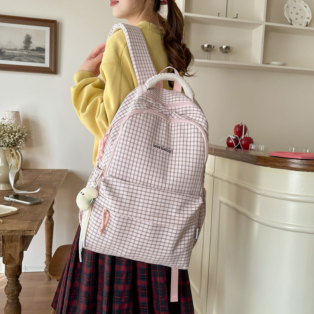 Japanese style small fresh plaid school bag for female junior high school students soft girl backpack for women cute jk backpack for women