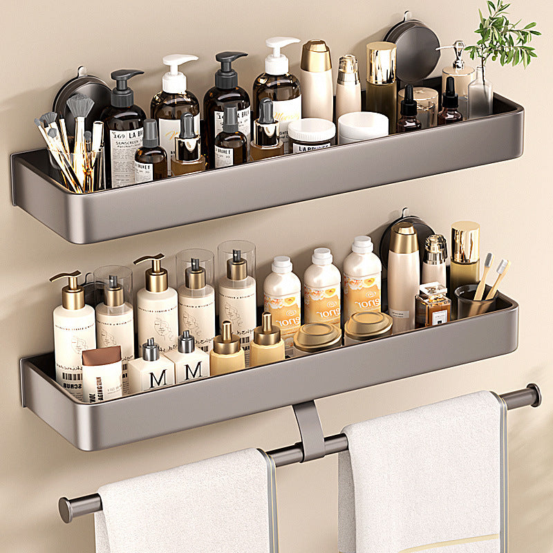 Space aluminum bathroom rack suction cup non-punching bathroom washstand storage rack universal kitchen seasoning rack