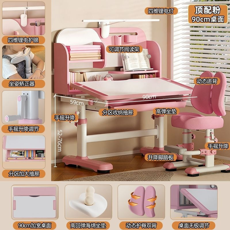 Children's study desk - adjustable height writing desk set for kids, students, and home use - perfect for homework and schoolwork