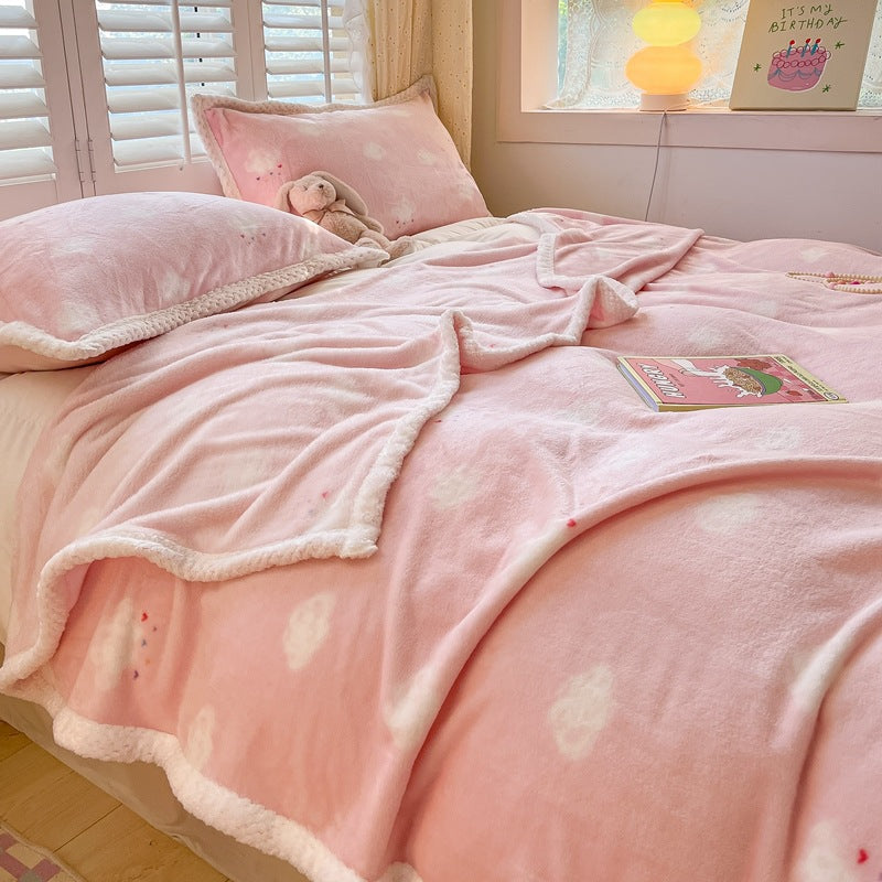 Winter flannel blanket thickened warm coral fleece blanket milk fleece nap blanket office blanket wholesale