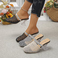 Export cross-border baotou thick heel sandals 2026 summer new arrivalfashioneasiest for matchcut out woven high heel sandals for women