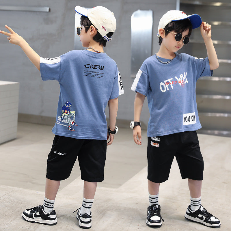 Boys' summer outfit set:  new summer collection - lightweight, sporty, cool & trendy styles for mid-to-large boys
