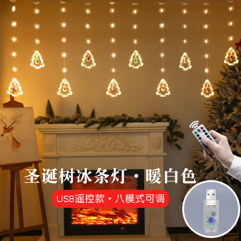 Christmas decorative light string star light string room curtain light atmosphere LED lights flashing Christmas tree ice strip light