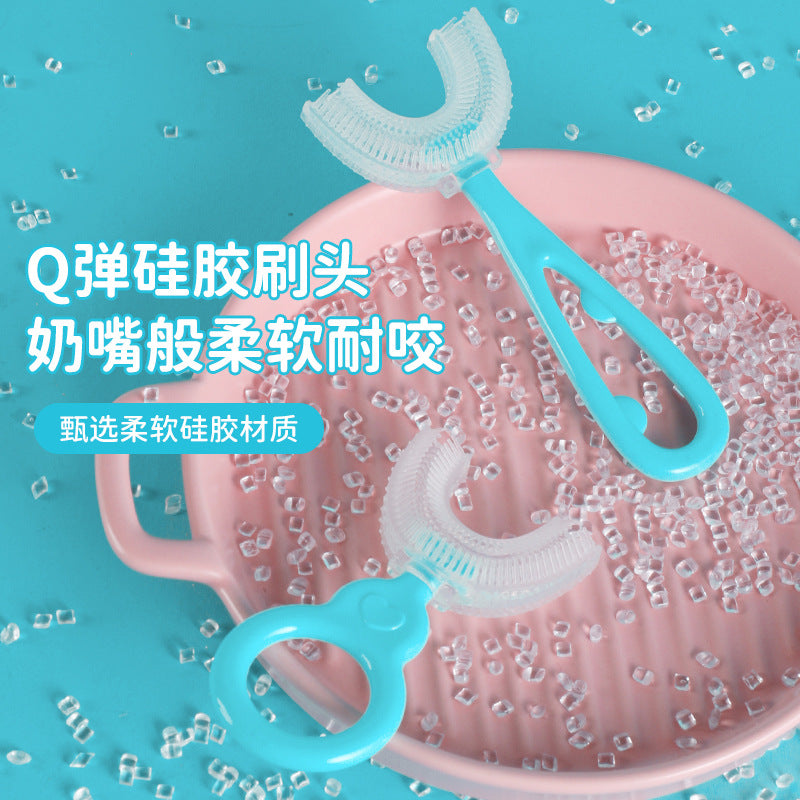Children's u-shaped liquid silicone manual baby toothbrush lazy mouth brusher oral cleaning children's toothbrush