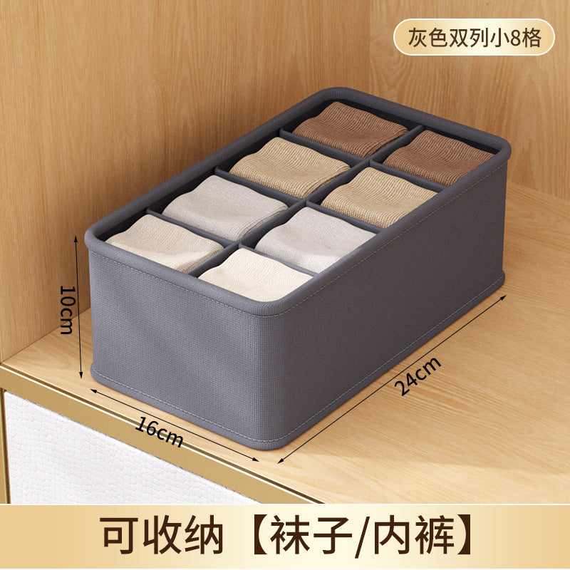 Double-row storage box for clothes, garments, and pants - wardrobe organizer with compartments, rectangular drawer, and layered design