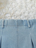 european and american style cross-border girls' denim washed mini skirt - big kids' skirt