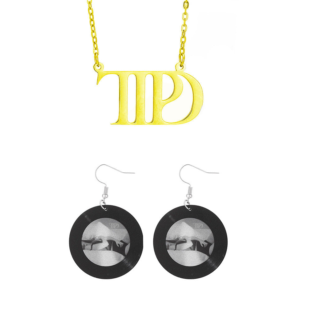 European and american cross-border hot-selling ttpd necklace taylor album film record earrings chasing star idol taylor stylish jewelry