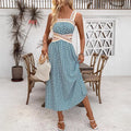 summer new arrival: strapless backless camisole dress, vintage print maxi dress, cross-border e-commerce  style for women