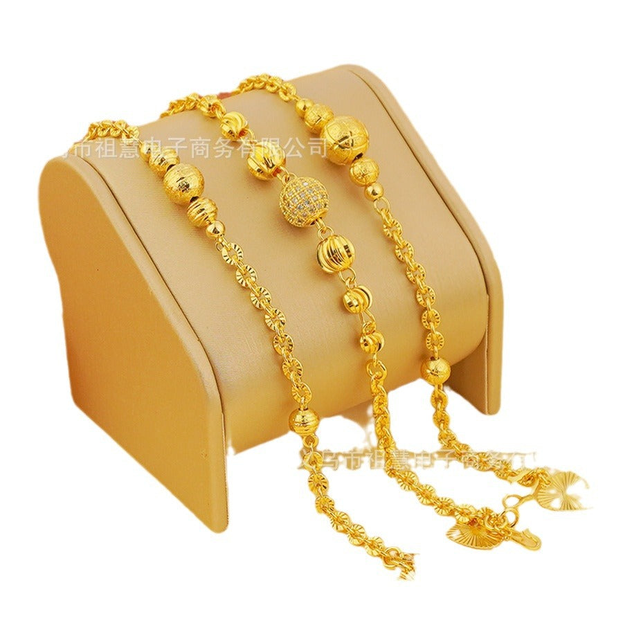1 piece retro24k gold plated ball bead copper bracelet normcore party gift o point handmade bracelet women's stacking jewelry