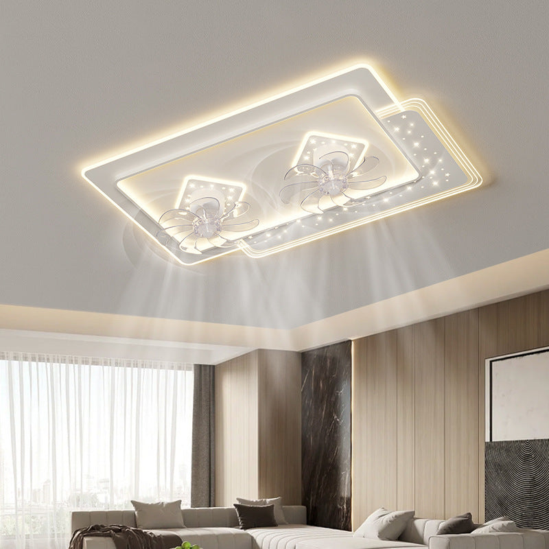 Living room fan light simple modern 2025 new creative led net red light bedroom chandelier ceiling fan lighting