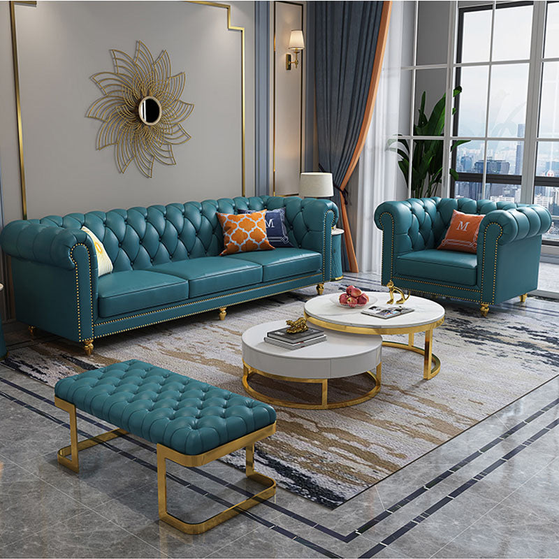 American light luxury corner leather buckle sofa designer modern light luxury small apartment princess chair combination furniture