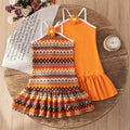 spring new arrivals: girls' european & american bohemian style sister set - halter dress two-piece