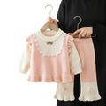 Girls' fall/winter outfit set - new  collection: autumn two-piece set for little girls, featuring lace sleeves