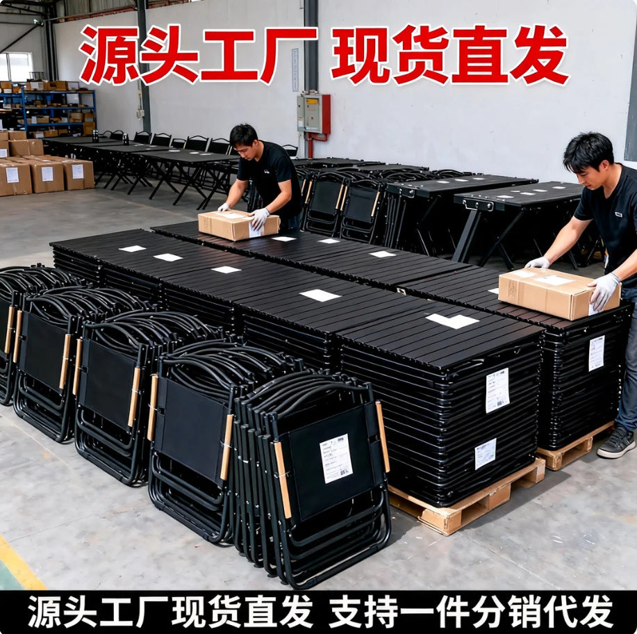 Outdoor foldable egg roll table camping style carbon steel lightweight table picnic equipment supplies table and chair set foldable
