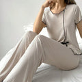 Bowknot pajamas women's summer thin short sleeve outwearcasual home clothes two-piece set cross-border new style