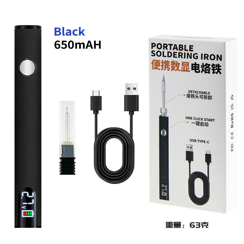Cross-border explosive portable USB electric soldering iron USB wire burning pen digital display electric welding pen adjustable temperature 510 Loro iron connector